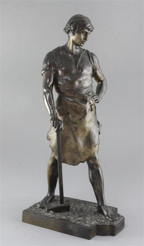 Emile Louis Picault (1833-1915). A late 19th century French bronze figure entitled Pax et Labor, 18.5in.